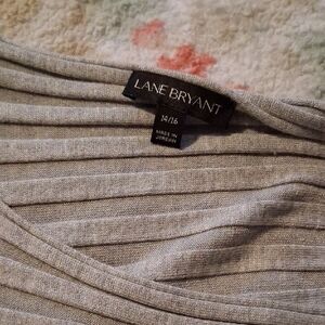 Lane Bryant Heather Gray Striped Off The Shoulder Sweater